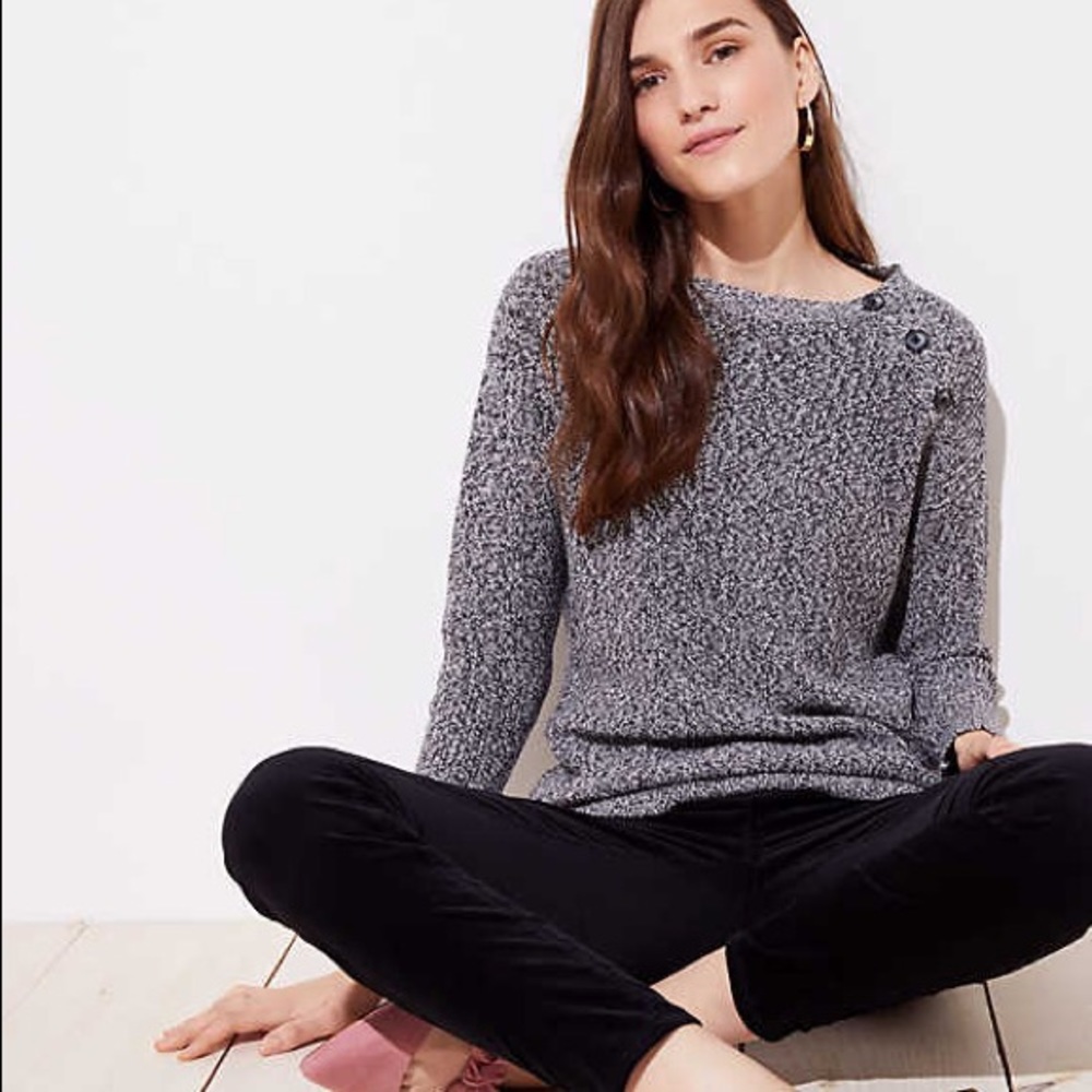 Loft Marbled Shoulder Button Sweater - image 1